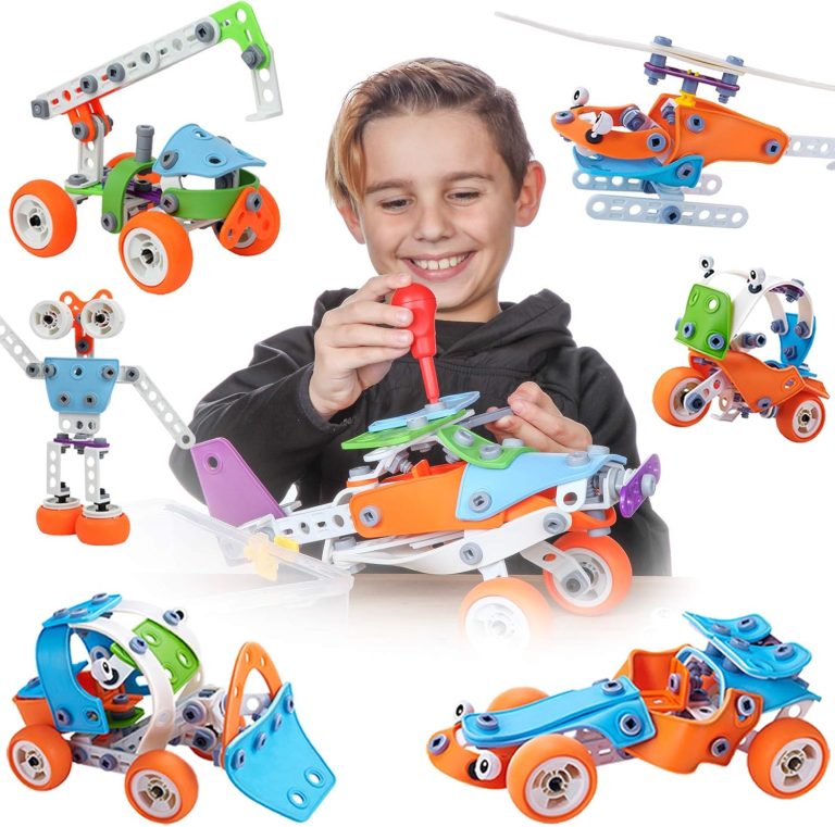 7in1 STEM Toys for 6 7 8+ Year Old Boys Girls – 163 Pcs Engineering Construction Building Educational Toy for Boys Age 6-8 | STEM Activities Fun Birthday Gift