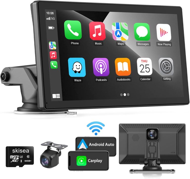 Wireless Apple Carplay Car Stereo,Portable 9” Touch Screen Android Auto,2.5K Dash Cam,1080p Backup Camera DVR,Drive Mate Carplay Navigation with Mirror Link/Siri/FM/Bluetooth