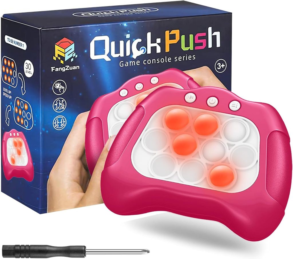 Quick Push Bubble Game for Kids 3+, Electronic Quick Push Game Console, 4 Modes Push Pop Game Christmas Birthday Gifts for Boys Girls Adults, Light-Up Interactive Educational Sensory Fidget Toy, Pink Quick Push Bubble Game for Kids 3+, Electronic Quick Push Game Console, 4 Modes Push Pop Game Christmas Birthday Gifts for Boys Girls Adults, Light-Up Interactive Educational Sensory Fidget Toy, Pink