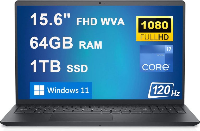 Dell Inspiron 15 3000 3520 Business Laptop 15.6″ FHD WVA Anti-Glare 120Hz Display 12th Generation Intel 10-Core i7-1255U Processor 64GB RAM 1TB SSD Intel Iris Xe Graphics HDMI Win11 Black