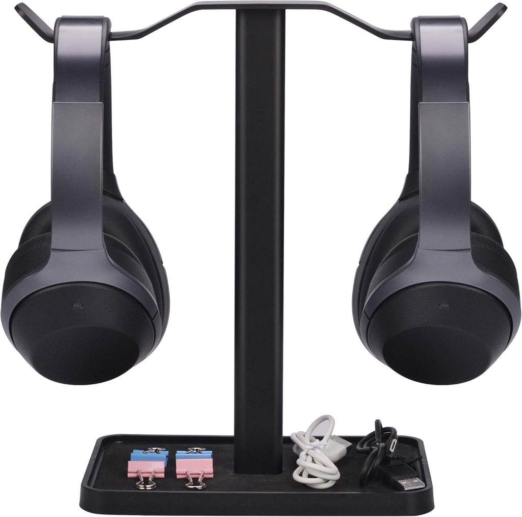 Avantree [Super Stable] Neetto Dual Headphones Stand for Desk, Aluminum Alloy & Metal Gaming Headsets Holder Hanger for Sennheiser, Sony, Audio-Technica, Bose, Beats, Akg, Display Mount – HS908