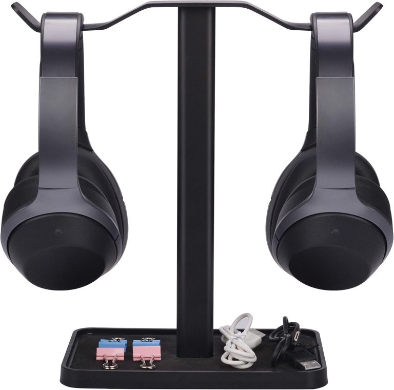 Avantree [Super Stable] Neetto Dual Headphones Stand for Desk, Aluminum Alloy & Metal Gaming Headsets Holder Hanger for Sennheiser, Sony, Audio-Technica, Bose, Beats, Akg, Display Mount – HS908
