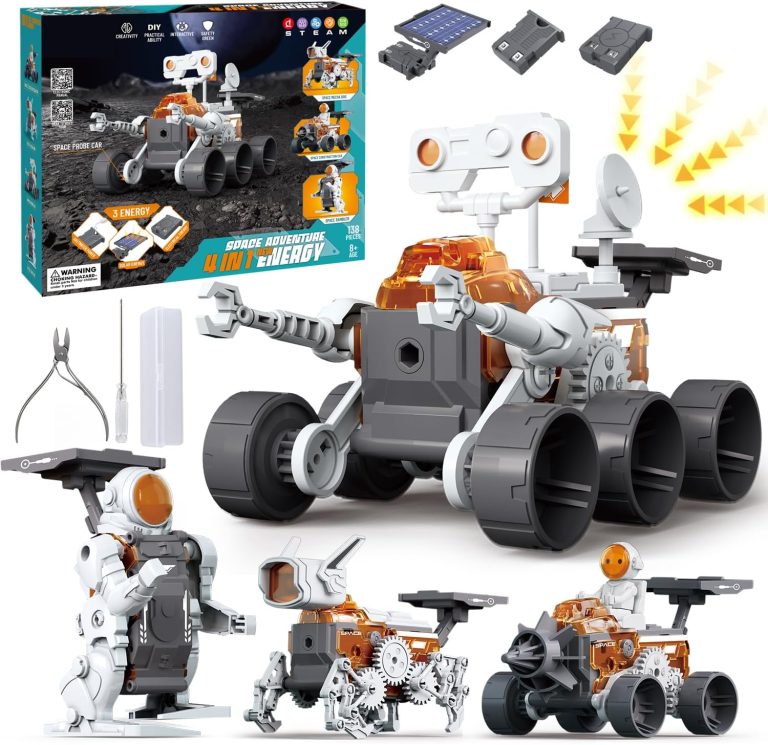 4-in-1 STEM Solar Robot Toys for Boys Ages 8-13, Educational Building Space Experiment Science Kits for Kids Age 8-12, 3 Energy Modes as Birthday Gifts for 8 9 10 11 12 Years Old Teens