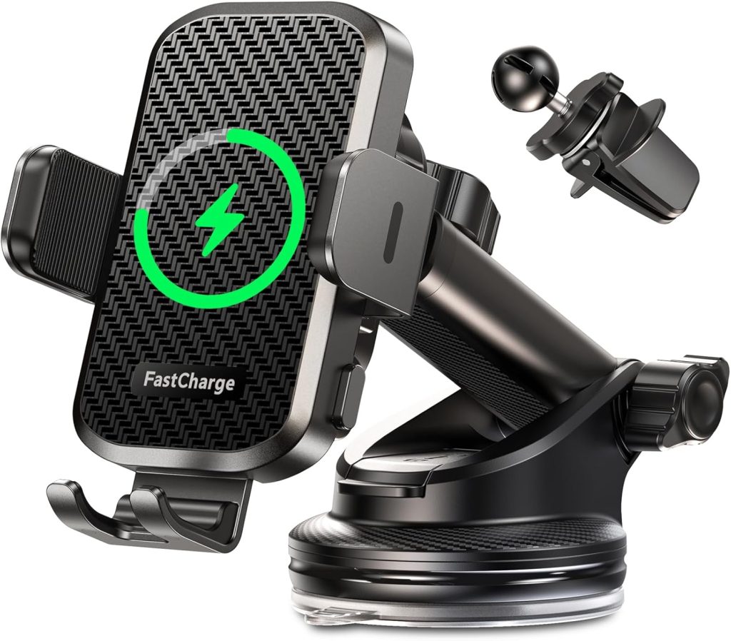 CHGeek Wireless Car Charger with Phone Holder Mount, 15W Fast Charging Auto Clamping Phone Holders for You Car Windshield Dashboard Air Vent Accessories for iPhone, Samsung Galaxy, Google, etc CHGeek Wireless Car Charger with Phone Holder Mount, 15W Fast Charging Auto Clamping Phone Holders for You Car Windshield Dashboard Air Vent Accessories for iPhone, Samsung Galaxy, Google, etc