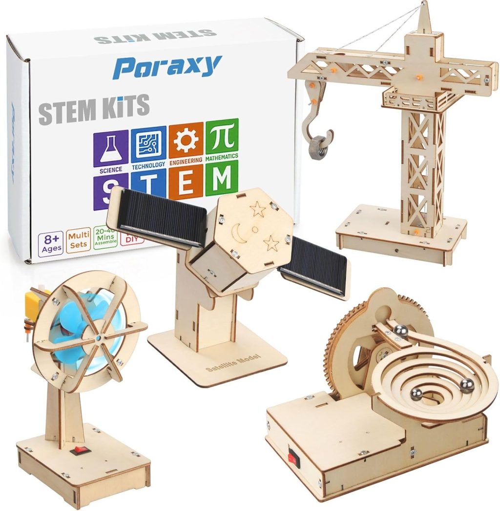 Poraxy 4 in 1 STEM Kits, STEM Projects for Kids Ages 8-12, Assembly 3D Wooden Puzzles, Building Toys, Educational Science Craft Model Kit, Gift for Boys and Girls 8 9 10 11 12 Years Old, Marble Run Poraxy 4 in 1 STEM Kits, STEM Projects for Kids Ages 8-12, Assembly 3D Wooden Puzzles, Building Toys, Educational Science Craft Model Kit, Gift for Boys and Girls 8 9 10 11 12 Years Old, Marble Run