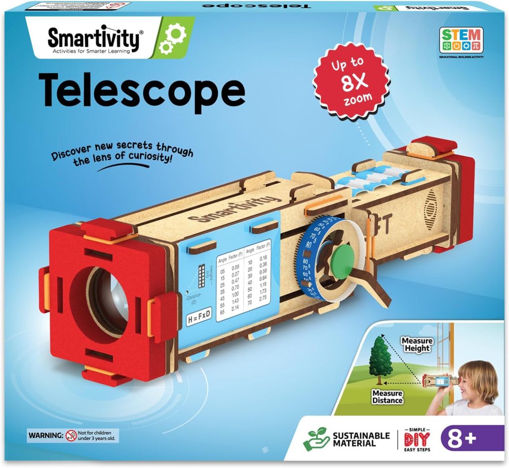 Smartivity Telescope STEM Toy for Kids Ages 8-14 Years | Measure Height & Distance | Cool Birthday Gifts Ideas for Boys & Girls | DIY Science Kit for 8,9,10,11,12,13,14 I Wooden Engineering Game Smartivity Telescope STEM Toy for Kids Ages 8-14 Years | Measure Height & Distance | Cool Birthday Gifts Ideas for Boys & Girls | DIY Science Kit for 8,9,10,11,12,13,14 I Wooden Engineering Game