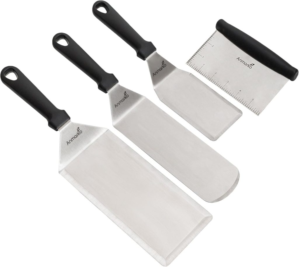 Metal Spatula Griddle Accessories Set – Griddle Scraper Flat Spatula Pancake Flipper Hamburger Turner – Metal Utensil great for BBQ Grill Flat Top Cast Iron Griddle – Commercial Grade Metal Spatula Griddle Accessories Set – Griddle Scraper Flat Spatula Pancake Flipper Hamburger Turner – Metal Utensil great for BBQ Grill Flat Top Cast Iron Griddle – Commercial Grade