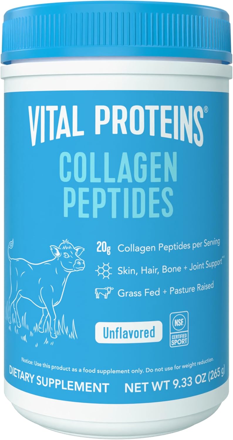 Vital Proteins Grass Fed Collagen Peptides Powder, Supports Hair, Skin, Nails, Bones, and Joints Health, Hydrolyzed Peptides – Zero Sugar, Unflavored, 9.33oz Vital Proteins Grass Fed Collagen Peptides Powder, Supports Hair, Skin, Nails, Bones, and Joints Health, Hydrolyzed Peptides – Zero Sugar, Unflavored, 9.33oz