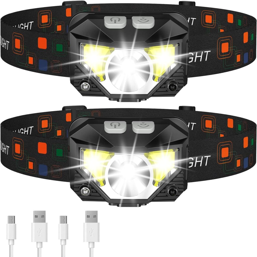 LHKNL Headlamp Flashlight, 1200 Lumen Ultra-Light Bright LED Rechargeable Headlight with White Red Light,2-Pack Waterproof Motion Sensor Head Lamp,8 Mode for Outdoor Camping Running Hiking Fishing LHKNL Headlamp Flashlight, 1200 Lumen Ultra-Light Bright LED Rechargeable Headlight with White Red Light,2-Pack Waterproof Motion Sensor Head Lamp,8 Mode for Outdoor Camping Running Hiking Fishing