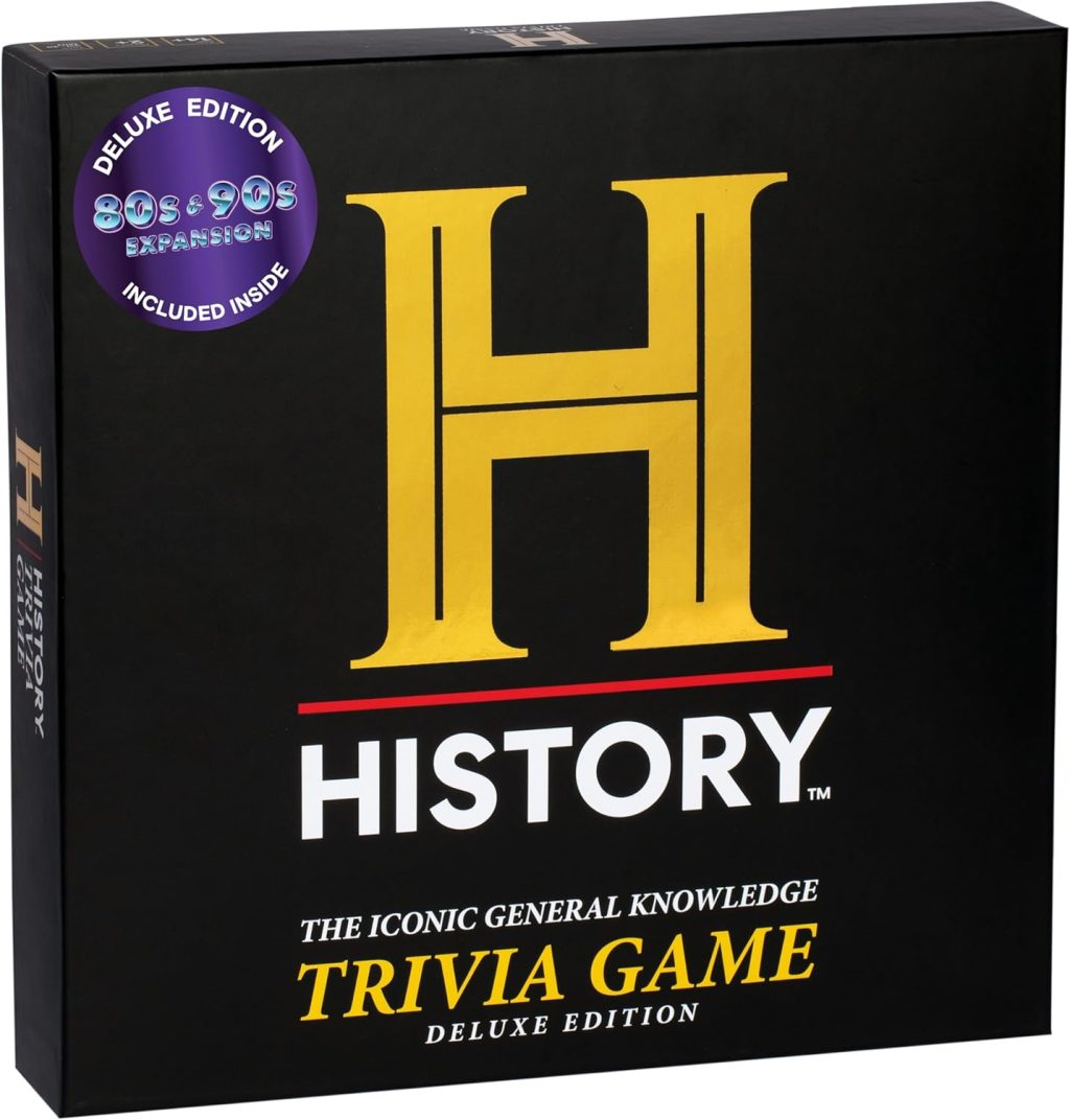 History Channel Trivia Board Game Deluxe Edition with 80s & 90s Expansion Pack – 2400+ General Knowledge Questions. Fun Party Card Game for Adults, Family & Teens in The Pursuit of Trivial Knowledge History Channel Trivia Board Game Deluxe Edition with 80s & 90s Expansion Pack – 2400+ General Knowledge Questions. Fun Party Card Game for Adults, Family & Teens in The Pursuit of Trivial Knowledge