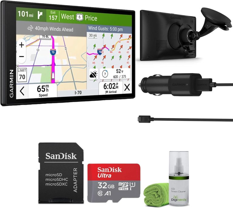 Garmin Dezl OTR620 GPS Truck Navigator 6″ Display Touchscreen, Commercial GPS Navigation for Semi Trucker Driver Bundle with 32GB SD Memory Card + LCD Cleaning Kit