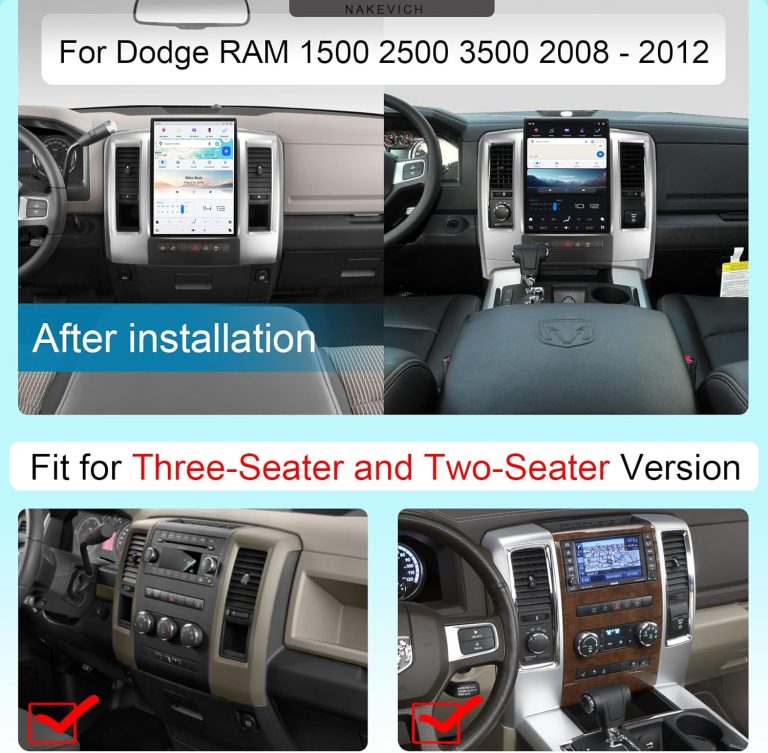 13.8 Inch Touch Screen Qualcomm Android Car Radio for Dodge RAM 2008 2009 2010 2011 2012 Trucks Stereo Upgrade Tesla Style Head Unit Multimedia IPS Android Auto Player GPS Navigation