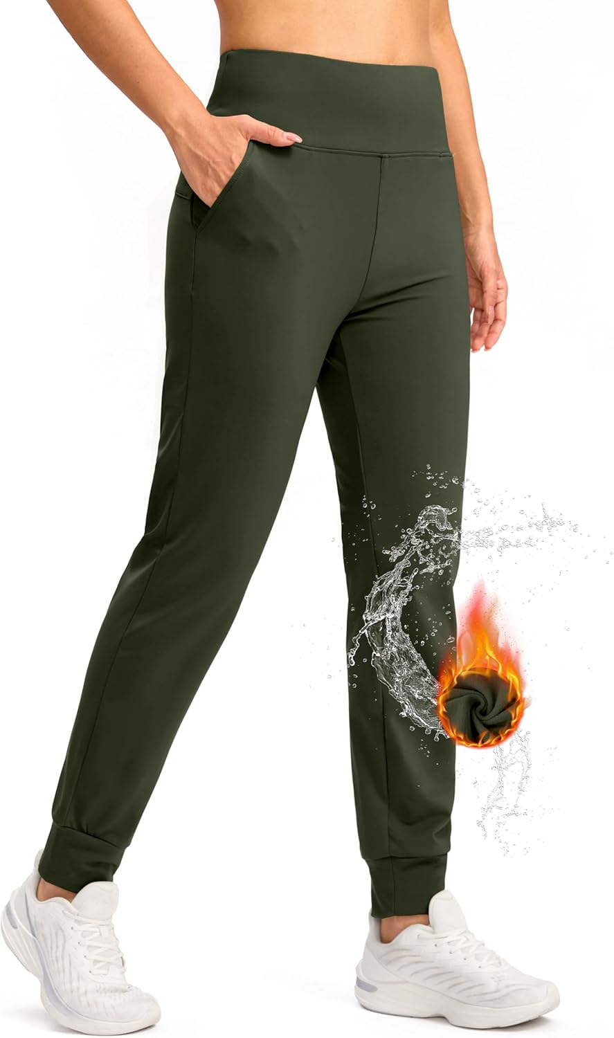 SANTINY Women’s Fleece Lined Joggers Water Resistant High Waisted Thermal Sweatpants Winter Pants Hiking Running Pockets SANTINY Women’s Fleece Lined Joggers Water Resistant High Waisted Thermal Sweatpants Winter Pants Hiking Running Pockets