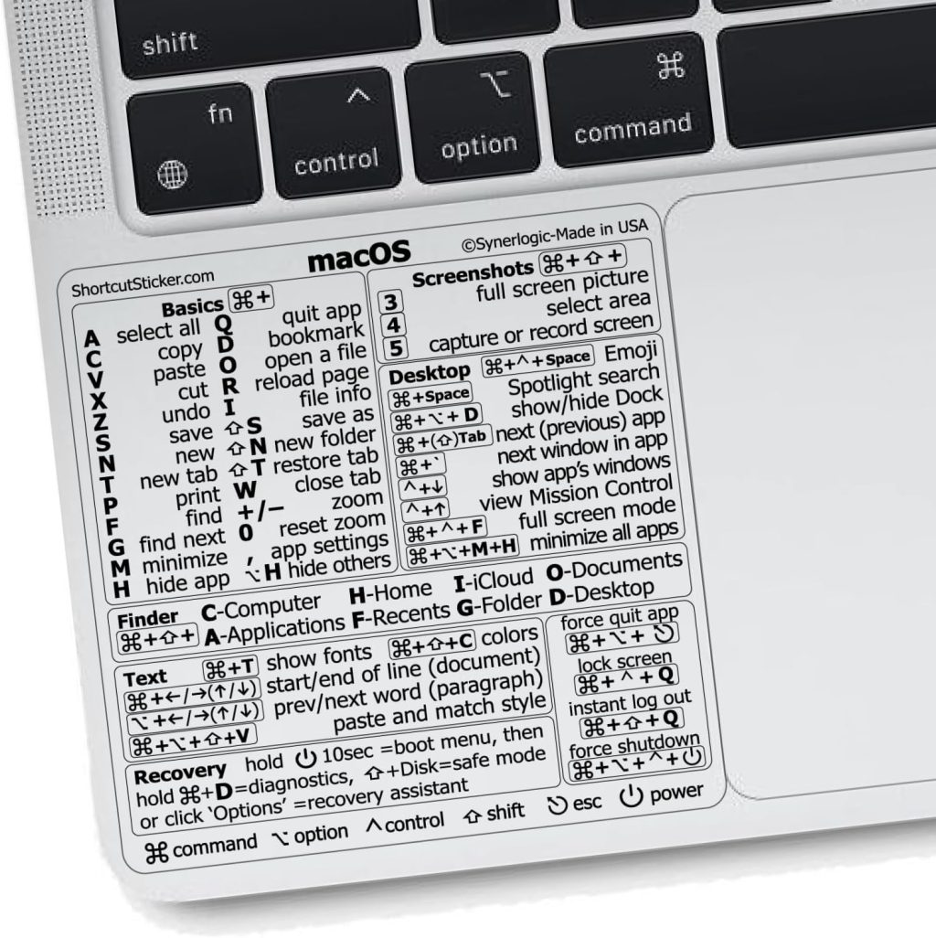 Mac OS Shortcuts Sticker | Mac Keyboard Stickers for Mac OS | No-Residue Laminated Vinyl MacBook Stickers for Laptop | MacBook Shortcut Stickers for 13-16″ Air and Pro (Clear/Black) Mac OS Shortcuts Sticker | Mac Keyboard Stickers for Mac OS | No-Residue Laminated Vinyl MacBook Stickers for Laptop | MacBook Shortcut Stickers for 13-16″ Air and Pro (Clear/Black)