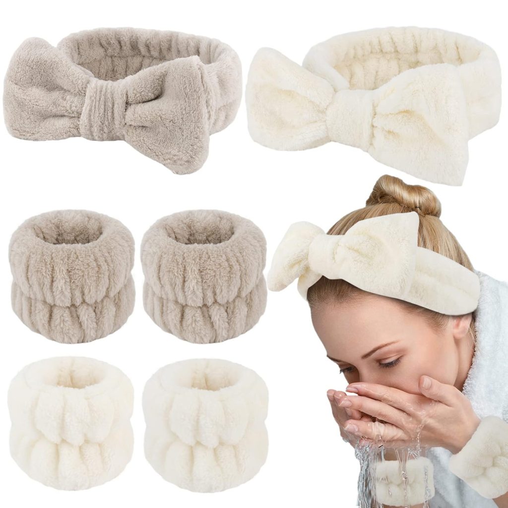 WHAVEL 6PCS Spa Headband and Wristband Set, Face Wash Headband Makeup Skincare Headband Wrist Bands for Washing Face WHAVEL 6PCS Spa Headband and Wristband Set, Face Wash Headband Makeup Skincare Headband Wrist Bands for Washing Face