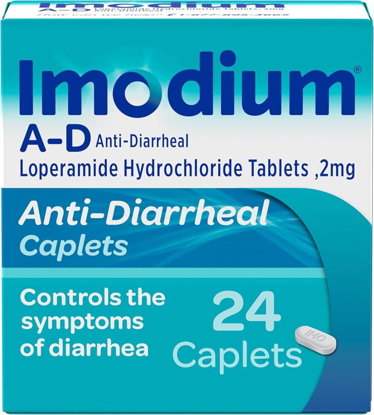 TENA Imodium A-D Diarrhea Relief Caplets with Loperamide Hydrochloride, Anti-Diarrheal Medicine to Help Control Symptoms of Diarrhea Due to Acute, Active & Traveler’s Diarrhea, 24 ct.