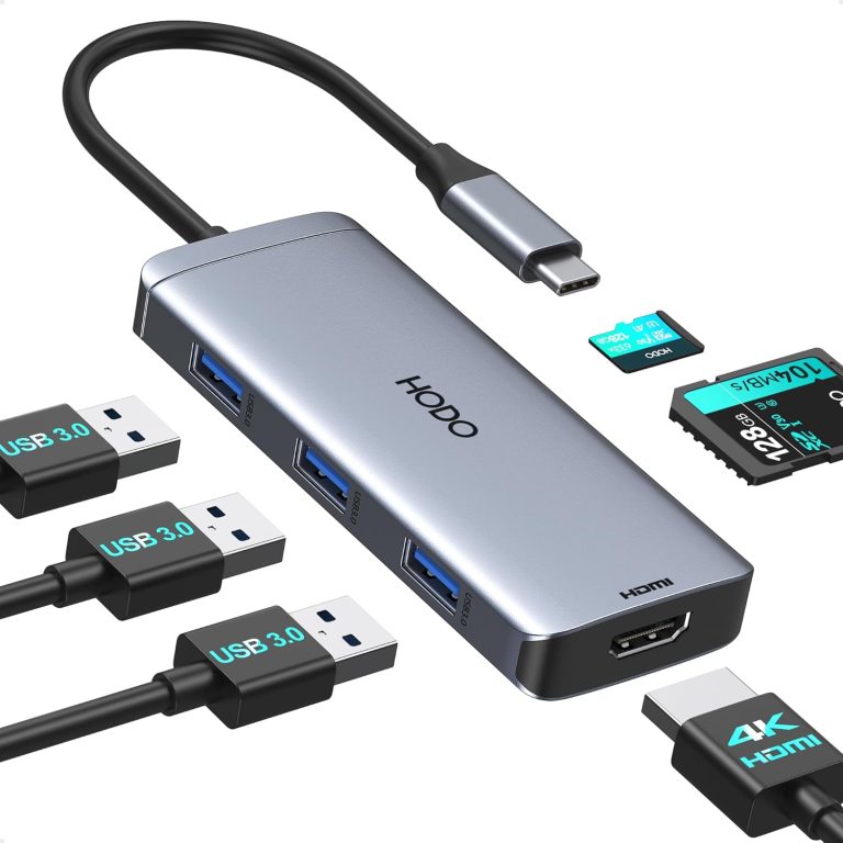 USB C Hub Adapter for MacBook Air Pro USB-C HDMI Dongle for Mac Converter 6 in 1 with 4K HDMI,USB 3.0 Ports,SD/TF Card Reader for MacBook m1 m2 m3 Dell XPS HP Lenovo Surface and Other Type C Devices