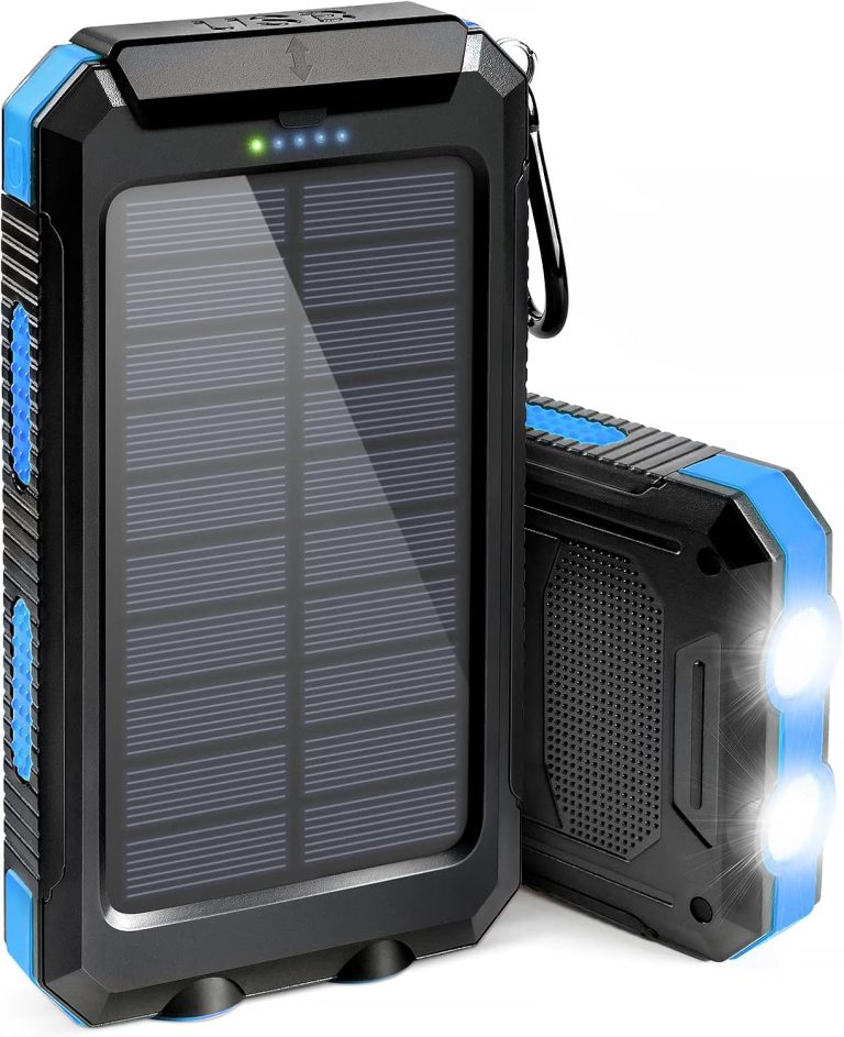 Portable Charger, Solar Charger, 38800mAh Solar Power Bank with 2.4A USB-A Output Ports Compatible with iPhone, Samsung Galaxy, and More, Dual Emergency LED Flashlight Perfect for Hiking, Camping