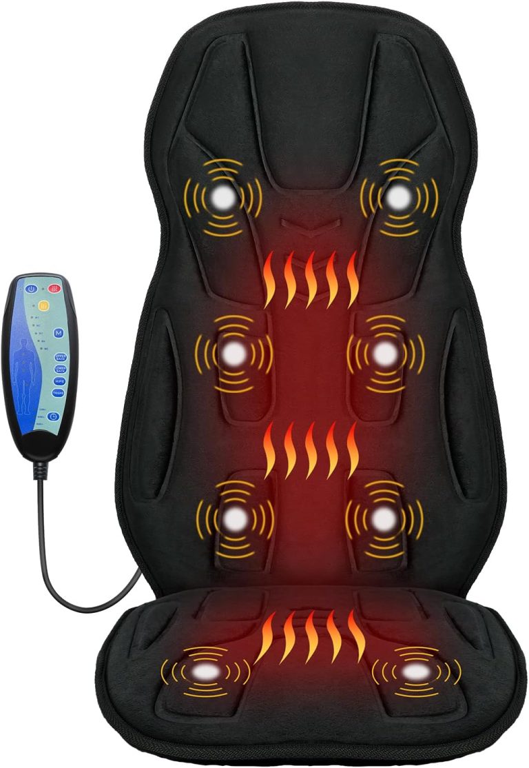 CooCoCo Massage Seat Cushion with Heat, Vibration Back Massager with 8 Vibrating Motors & 2 Levels Heat Gifts for Men Dad, Massage Chair Pad for Pain Relief Home Office Use
