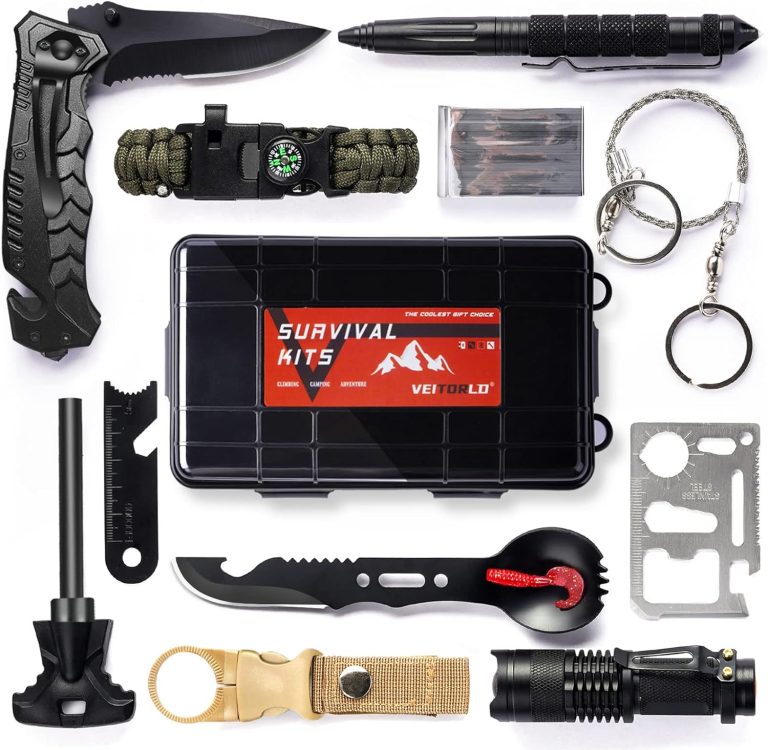 VEITORLD Gifts for Men Him Husband Dad Valentines Day-Survival Gear and Equipment 12 in 1, Survival Kits-Cool Unique Fishing Hunting Camping Anniversary Birthday Gifts for Man Teen Boy Boyfriend Women