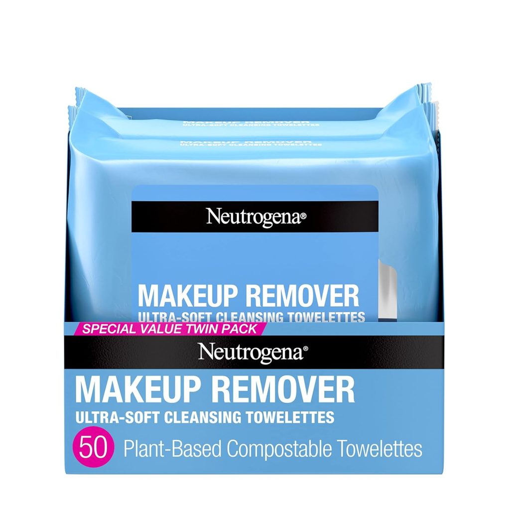 Neutrogena Makeup Remover Wipes, Ultra-Soft Cleansing Facial Towelettes for Waterproof Makeup, Alcohol-Free, Plant-Based, 50 Count (2 Packs of 25) Neutrogena Makeup Remover Wipes, Ultra-Soft Cleansing Facial Towelettes for Waterproof Makeup, Alcohol-Free, Plant-Based, 50 Count (2 Packs of 25)