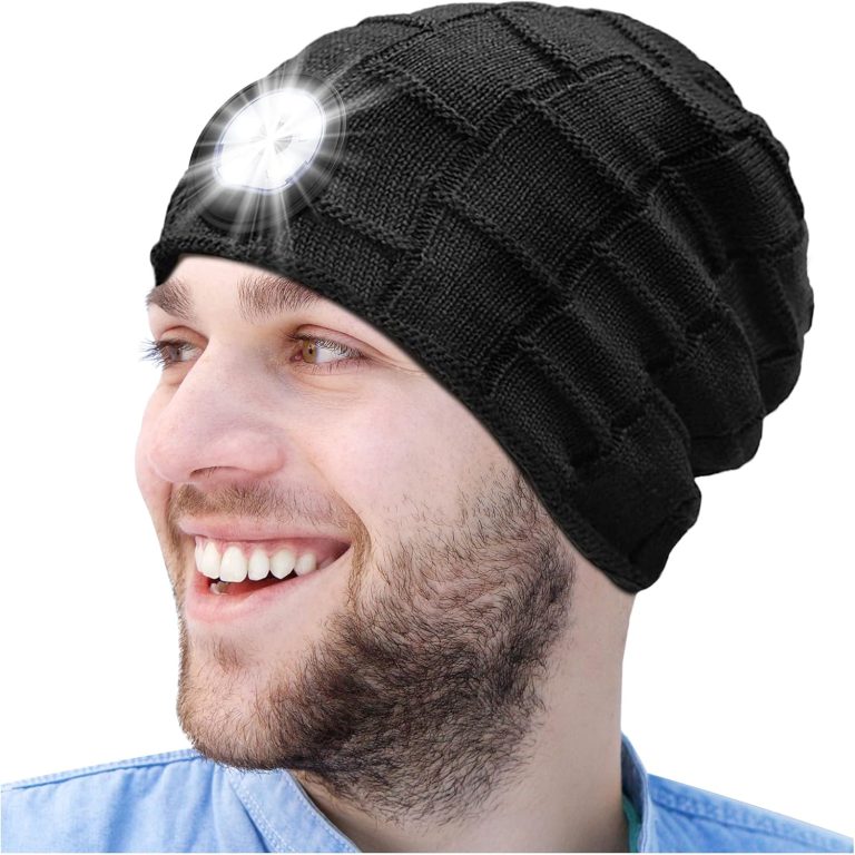 Men Gifts LED Beanie Hat with Light – Christmas Stocking Stuffers Birthday Gifts for Men Women Dad Husband Teenagers Unisex Headlamp Winter Hats Cap Cool Gadgets for Running Camping Hiking