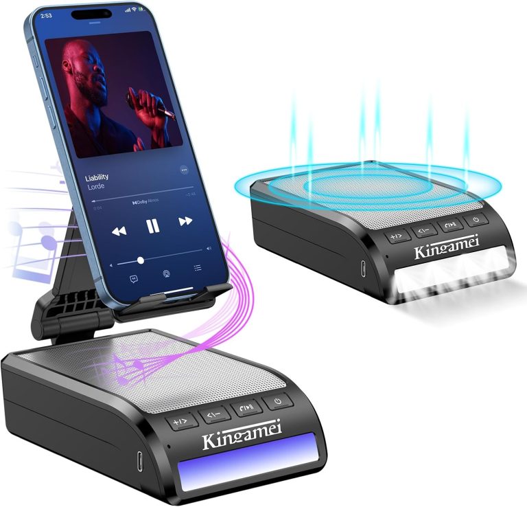 Gifts for Men- Cell Phone Stand with Speaker Portable Bluetooth Speaker with Phone Stand Cool Tech Holiday Gadgets Accessories Great Birthday Present Christmas Father Gifts for Men Women