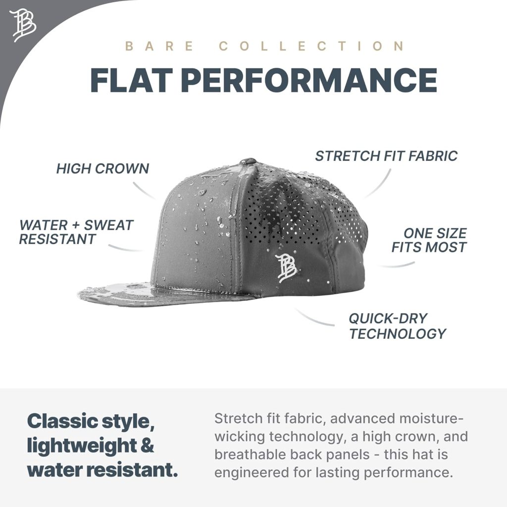 Branded Bills Texas 28 PVC Flat Performance, Lightweight, Comfortable Baseball Cap