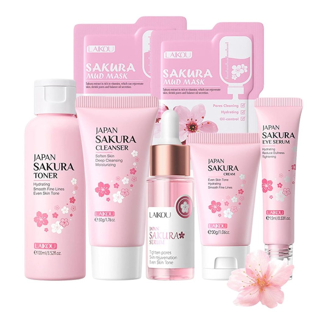 Sakura Skincare Set, Skin Care Routine Kit For Women, Skincare Gift Set Cherry Blossom Facial Kit, Deep Cleaning Skincare Kit, Teen Skin Care Kit Birthday Beauty Gift – 7 Pack Sakura Skincare Set, Skin Care Routine Kit For Women, Skincare Gift Set Cherry Blossom Facial Kit, Deep Cleaning Skincare Kit, Teen Skin Care Kit Birthday Beauty Gift – 7 Pack