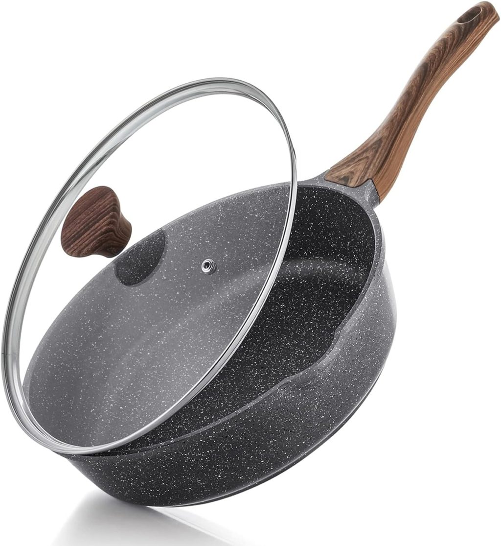 SENSARTE Nonstick Deep Frying Pan Skillet, 10/11/12-inch Saute Pan with Lid, Stay-cool Handle, Chef Pan Healthy Stone Cookware Cooking Pan, Induction Compatible, PFOA Free (10-Inch) SENSARTE Nonstick Deep Frying Pan Skillet, 10/11/12-inch Saute Pan with Lid, Stay-cool Handle, Chef Pan Healthy Stone Cookware Cooking Pan, Induction Compatible, PFOA Free (10-Inch)