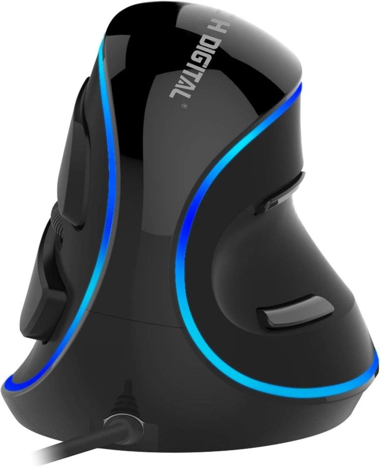 J-Tech Digital Wired Ergonomic Vertical USB Mouse with Adjustable Sensitivity (600/1000/1600 DPI), Scroll Endurance, Removable Palm Rest & Thumb Buttons [V628]