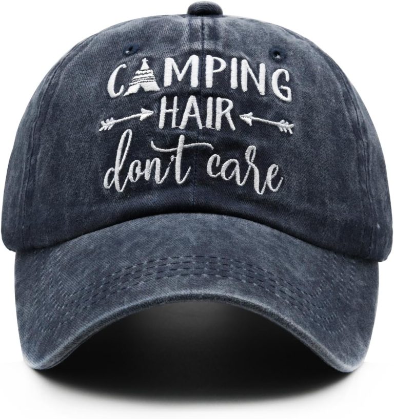 Waldeal Women’s Embroidered Camping Hair Don’t Care Hat Washed Cotton Cap Navy