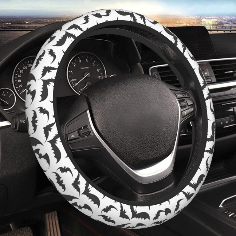 Bat Silhouettes Thicken Elastic Steering Wheel Cover Car Accessories Non-Slip, Breathable and Sweat-Absorbent Fits 15 Inch Car Steering Wheel for Both Men and Women