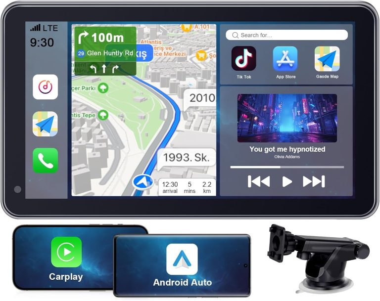Carplay for Apple Portable Car Screen: Easy Setup 7 Inch Android Auto – Wireless Car Play Touchscreen with GPS Navigation,Bluetooth, FM,Mirror Link,Siri