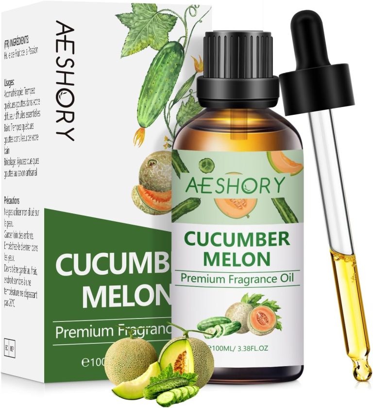 Cucumber Melon Fragrance Oil 3.38FL.OZ – Aromatherapy Essential Oils for Diffusers for Home, Cucumber Melon Scented Oils for Massage, Soap Candle Making Scents – 100ML
