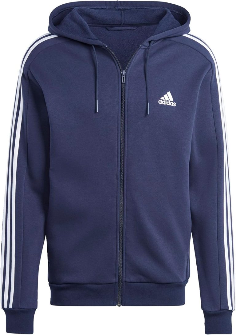 adidas Men’s Essentials 3-Stripes Fleece Full-Zip Hoodie