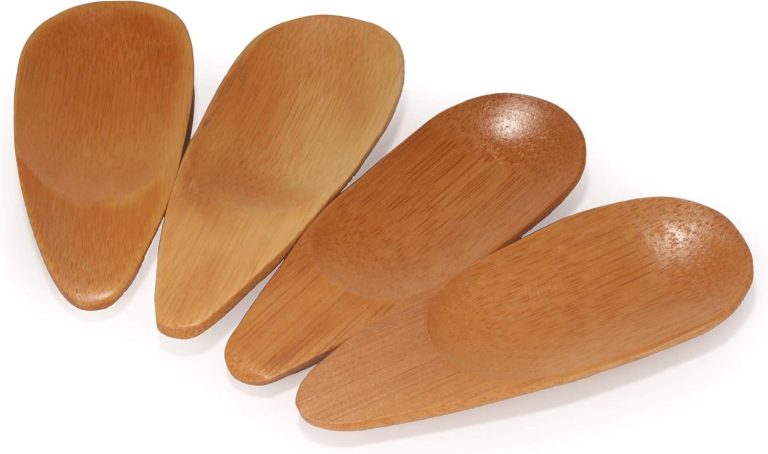 BambooMN – 4″ Small Solid Bamboo Oval Scoop, 30pcs