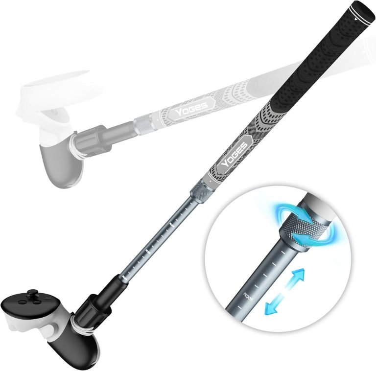 YOGES Adjustable Length VR Golf Club Handle for Meta Quest 3S/Quest 3/Oculus Quest 2, 90 Degree Virtual Reality Baseball Controller Attachment, Simulator Real Golf Game (ONLY for Right Controller)