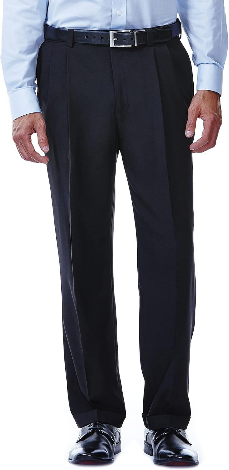 Haggar Men’s E Clo Repreve Stria Classic Fit Pleated Front Dress Pant