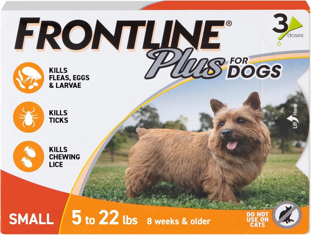 Frontline Plus Flea and Tick Treatment for Small Dogs Upto 5 to 22 lbs. 3 Treatments Frontline Plus Flea and Tick Treatment for Small Dogs Upto 5 to 22 lbs. 3 Treatments