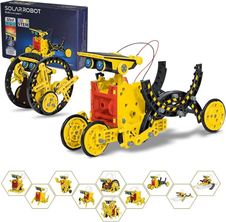 Solar Robot Kit for Kids Age 8-12, STEM Building Toys,12-in-1 Build Your Own Robot with Solar Panel & Battery Power, Science Engineering Christmas Birthday Idea Gifts for Boy Age 8 9 10 11 12