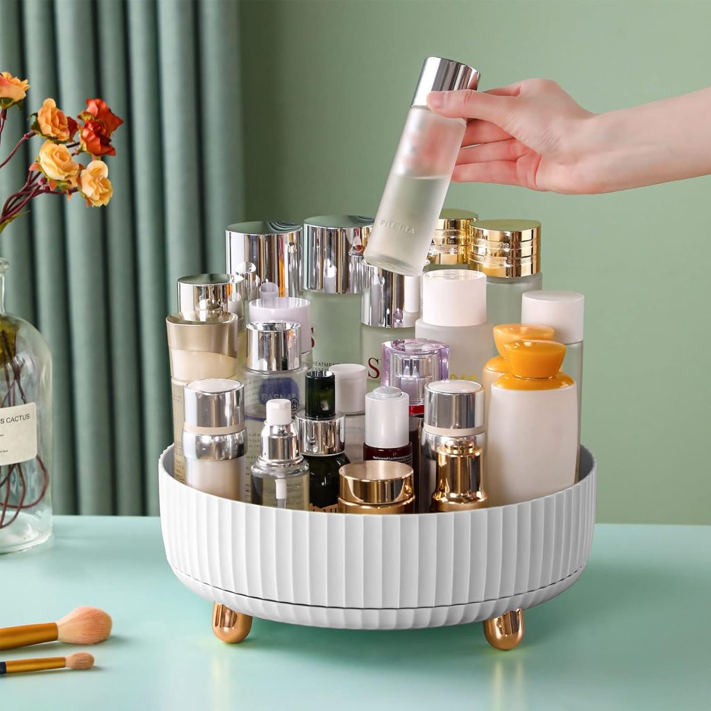 funest Makeup Perfume Organizer, 360 Degree Rotating Lazy Susan Cosmetic Desk Storage Lotions Display Case Round Tray with Large Capacity, for Your Jewelry funest Makeup Perfume Organizer, 360 Degree Rotating Lazy Susan Cosmetic Desk Storage Lotions Display Case Round Tray with Large Capacity, for Your Jewelry
