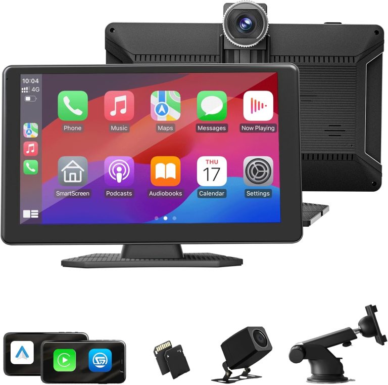 9″ Carplay Screen for Car, Support Apple Carplay & Android Auto, 4K Dash Cam, 1080p Backup Camera DVR, Car Audio Receivers GPS Navigation Airplay/Super Link, Bluetooth, FM, Siri.