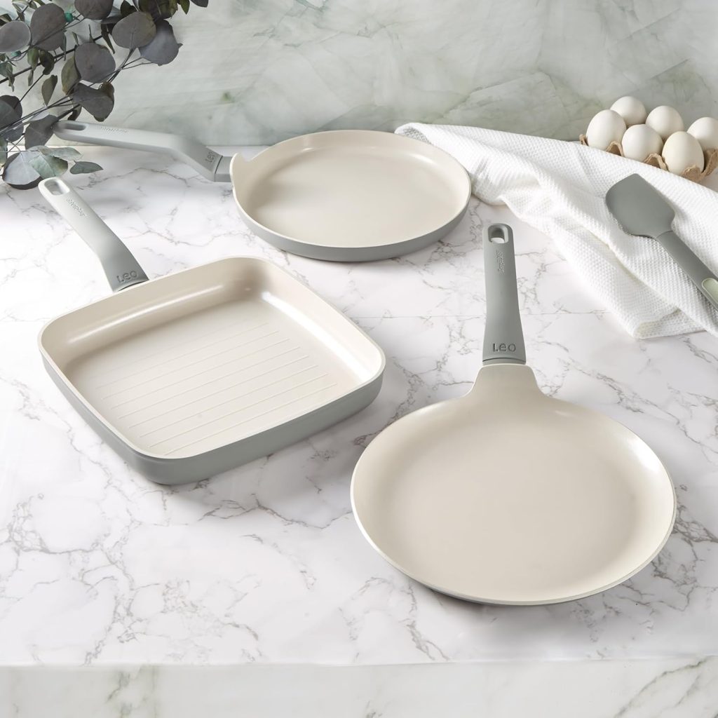BergHOFF Balance 3Pc Non-stick Ceramic Specialty Cookware Set, Recycled Aluminum, Non-toxic Coating, Stay-cool Handle, Induction Pan, Healthy Cooking, Moonmist BergHOFF Balance 3Pc Non-stick Ceramic Specialty Cookware Set, Recycled Aluminum, Non-toxic Coating, Stay-cool Handle, Induction Pan, Healthy Cooking, Moonmist