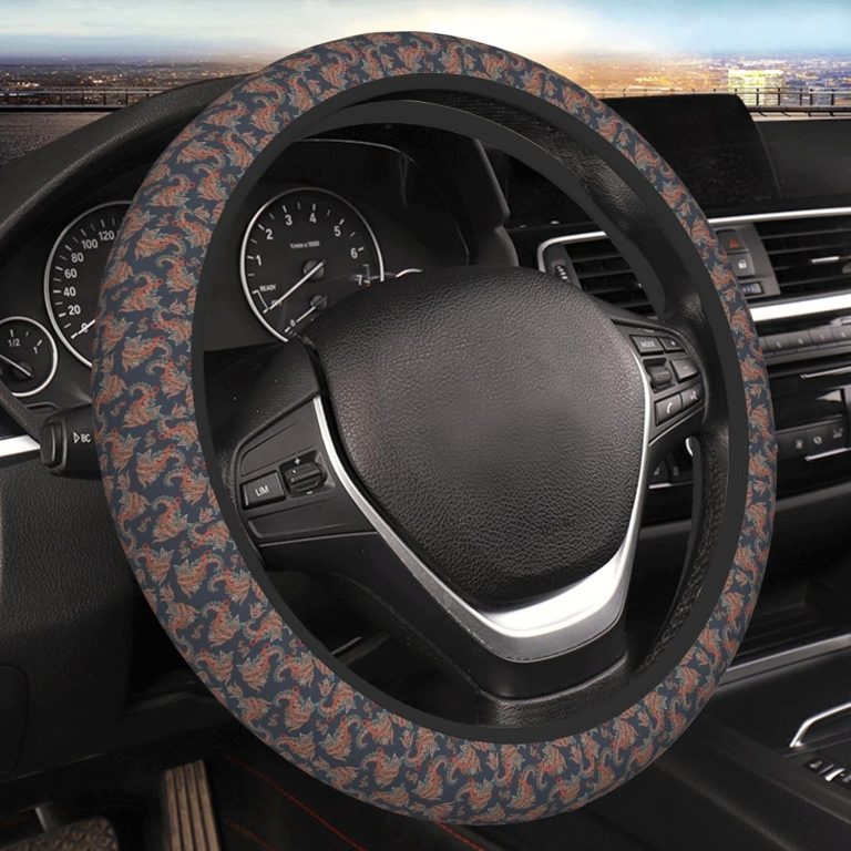 Paisley Floral Thicken Elastic Steering Wheel Cover Car Accessories Non-Slip, Breathable and Sweat-Absorbent Fits 15 Inch Car Steering Wheel for Both Men and Women