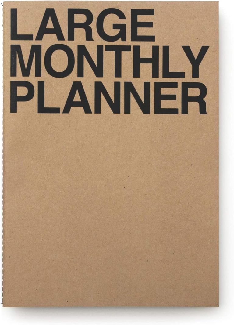 JSTORY Large Monthly Planner Lays Flat Undated Year Round Flexible Cover Goal/Time Organizer Thick Paper Eco Friendly Customizable Stitch Bound A4 16 Months 18 Sheets Kraft