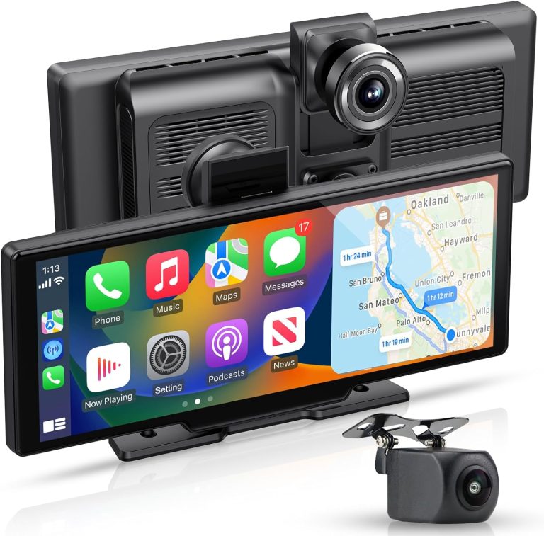 Apple carplay & Android Auto,Wireless Double din 10.26 inch 4K Dash Cam with Front Camera and Backup Camera,GPS Navigation,Mirror Link/Voice Control//Bluetooth for Car RV Pickup Bus Trailer,etc