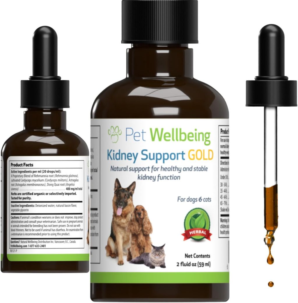 Pet Wellbeing Kidney Support Gold for Dogs – Healthy Kidney Function, Fluid Balance, Energy Levels, Normal Appetite, Rehmannia, Dong Quai – Veterinarian-Formulated Herbal Supplement 2 oz (59 ml) Pet Wellbeing Kidney Support Gold for Dogs – Healthy Kidney Function, Fluid Balance, Energy Levels, Normal Appetite, Rehmannia, Dong Quai – Veterinarian-Formulated Herbal Supplement 2 oz (59 ml)