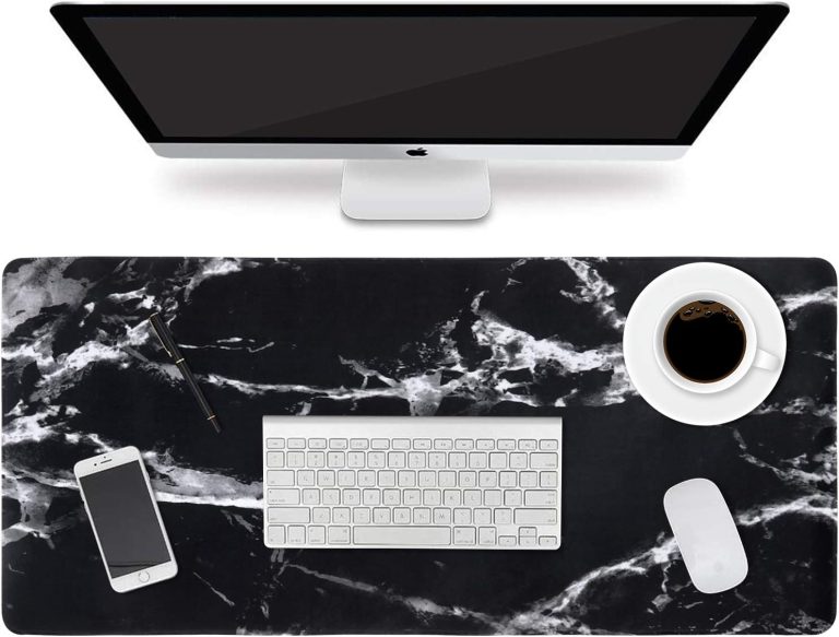 HAOCOO XXL Computer Desk Mat for Desktop, Gaming Mouse Pad Large, Big Desk Pad with Non-Slip Rubber Base, Spill-Resistant Mousepad for Laptop, Home Office, Black White Marble