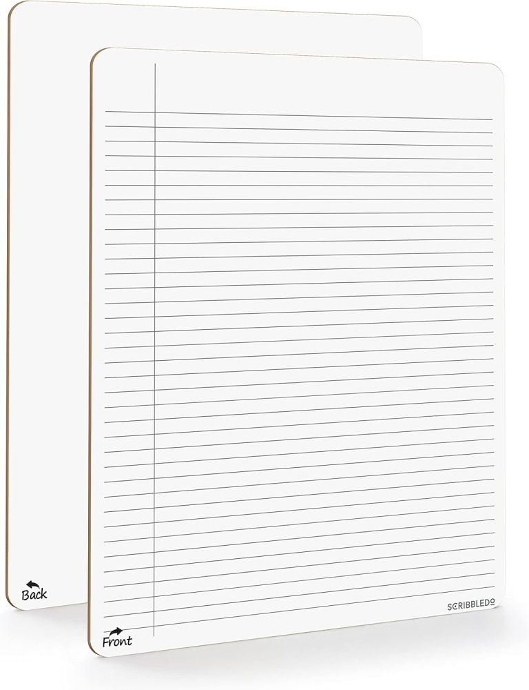 Scribbledo Dry Erase Notebook College Ruled Lined Board 9″x12″ Reusable Lined Erasable Ruled Writing Note Pad Lapboard, Blank Whiteboard on Reverse